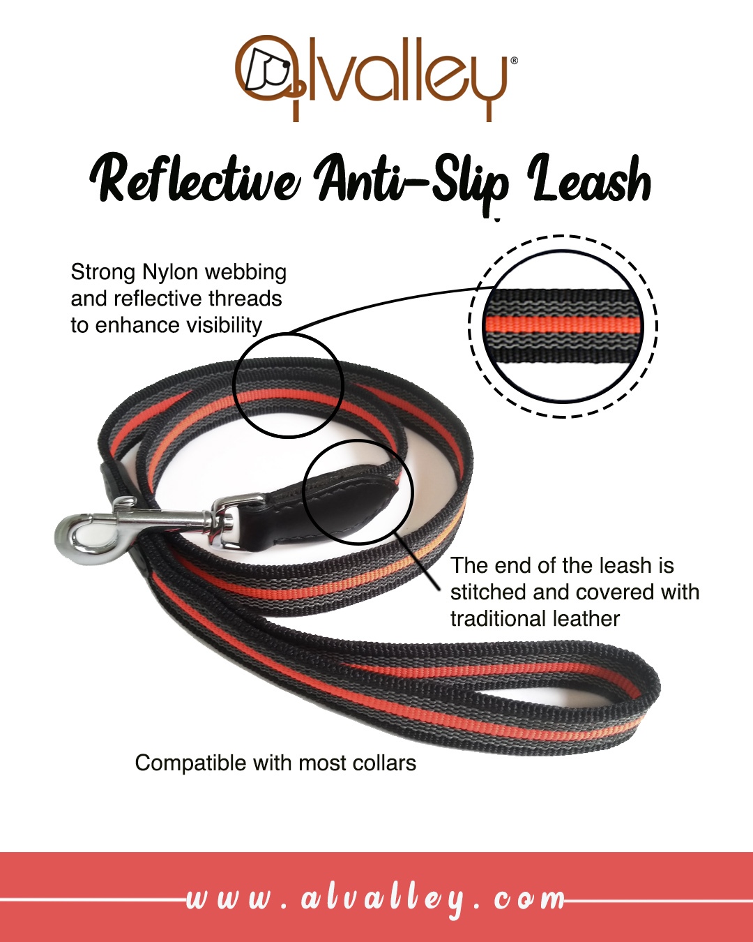 Reflective Anti-Slip Dog Snap Leashes