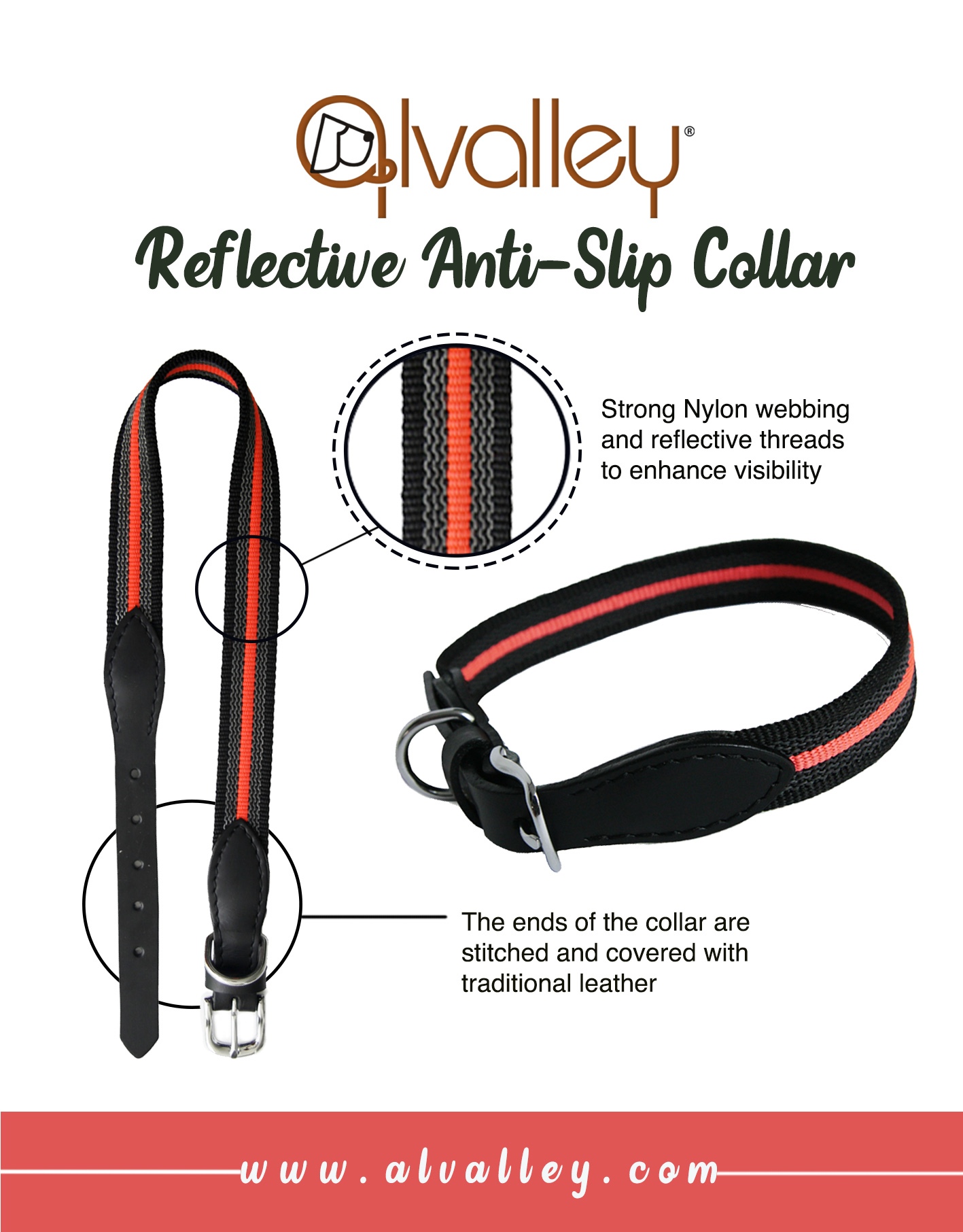 Reflective Anti-Slip Dog Collars With Buckle