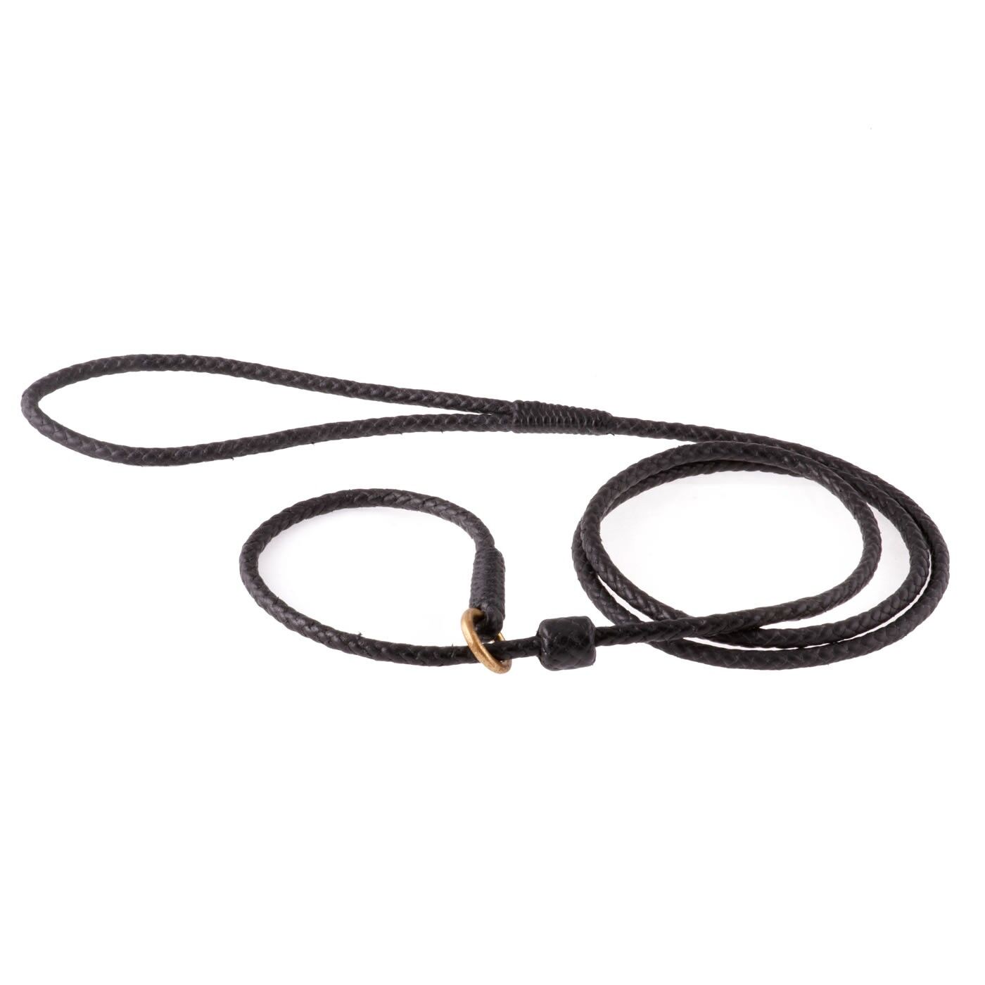 Braided Leather Slip Lead with Stopper