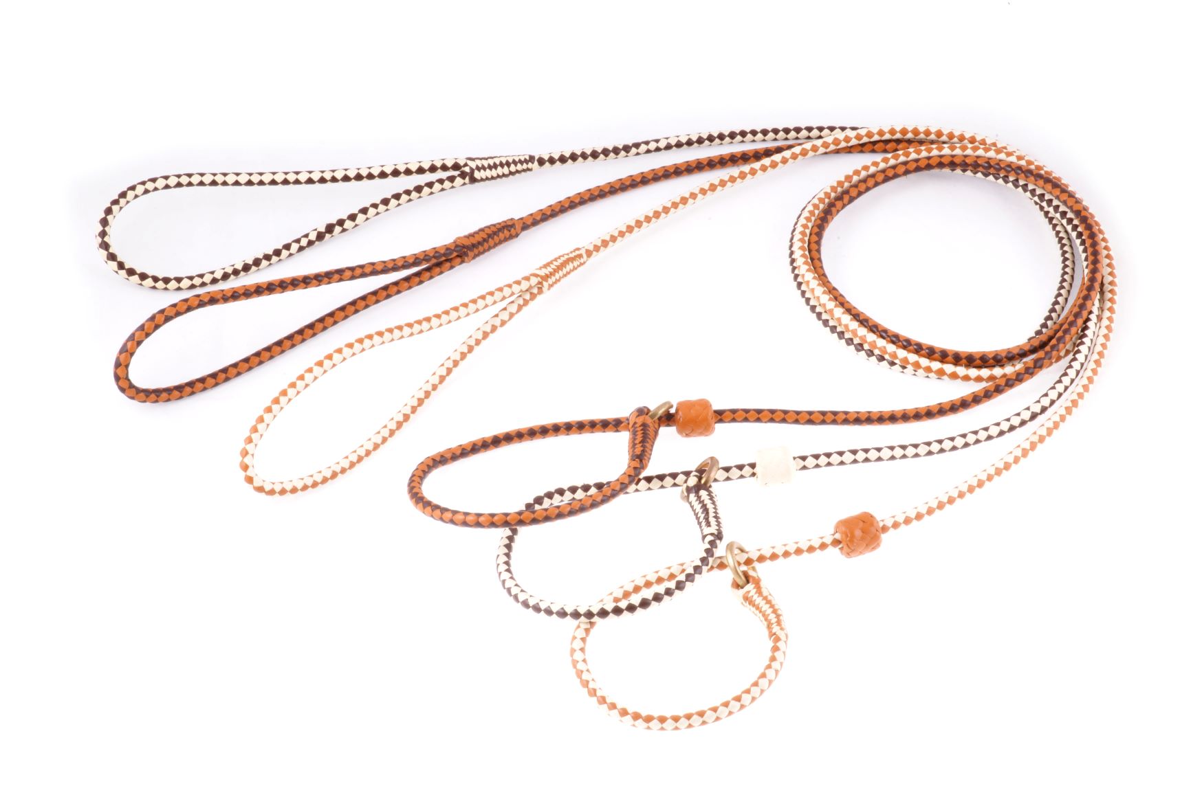 Braided Leather Slip Lead with Stopper