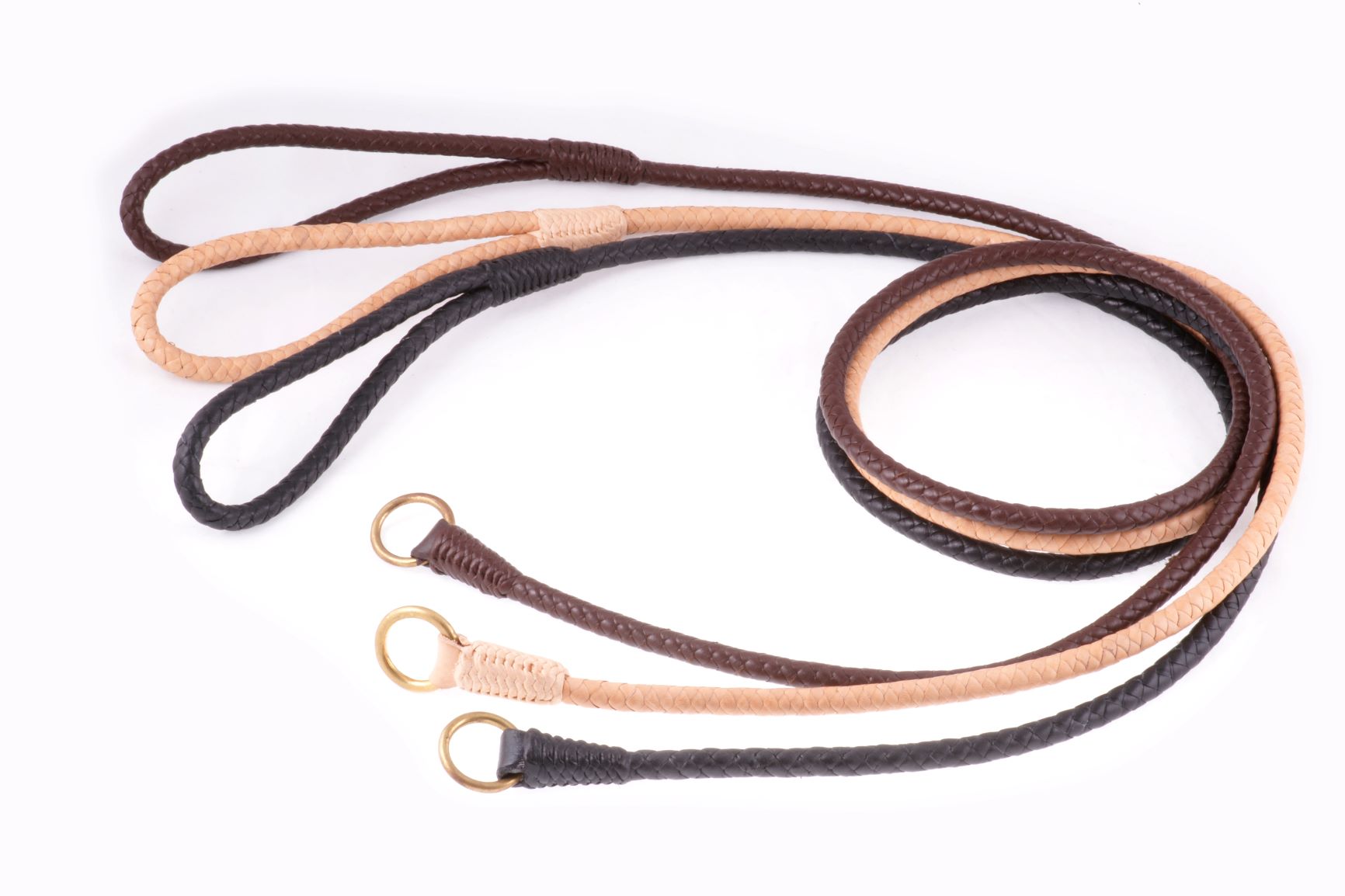 Braided Leather Dog Slip Leads